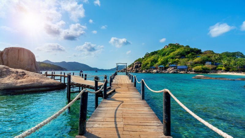 Wooden bridge at Koh Nangyuan island in Surat Thani, Thailand.